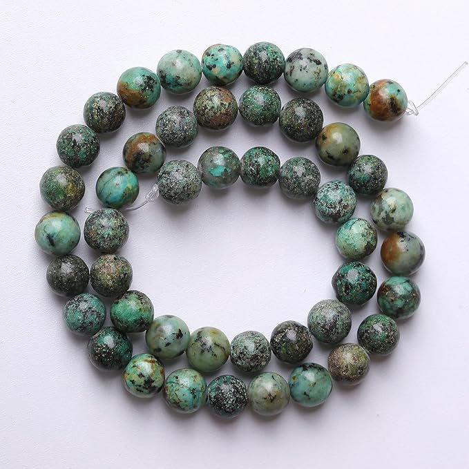 10mm 38pcs Natural African Turquoise Stone Beads for Jewelry Making Round Loose Gemstone Beads DIY Bracelet Necklace Earrings