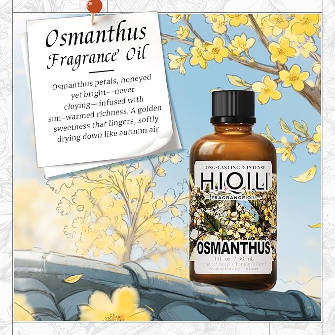 HIQILI Osmanthus Fragrance Oil, for Body Spray, Diffuser Use, Candle, Soap, and Women Perfume Making, Scented Essential Oil - 1 Fl Oz
