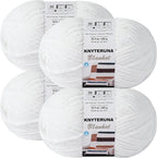 #6 Super Bulky Blanket Yarn for Crocheting - 4 Skeins(Each 10.5oz/300g, 220yds/201m), Chunky Chenille Thick Plush Big Soft Yarn for Crocheting Knitting Blankets, Pure White