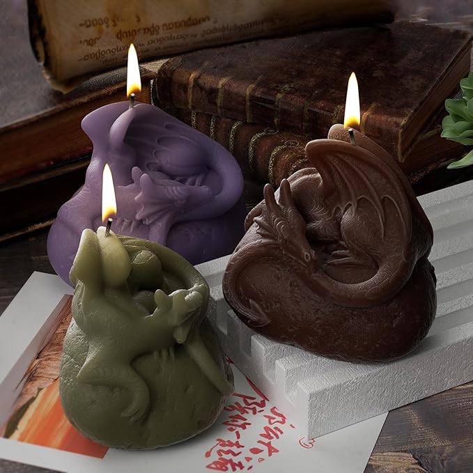Flying Dragon Mold Stone Dragon Mold Animal Candle Mold Dragon Resin Casting Mold Resin Making Molds Silicone Mold for Candle Home Decorate Mold Candle Making Mold 3D Animal Mold Clay Mold