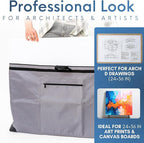 Large 24 x 36 inches Art Portfolio Bag, Fits ARCH D Blueprints, Posters & Art Prints, Waterproof Artist Case with Shoulder Strap, Durable Grey Carrying Tote for Architects, Designers & Students