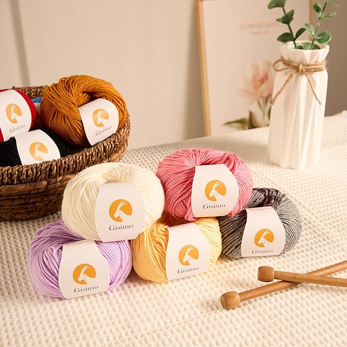 2 Balls Merino Wool Yarn, 12-Ply Luxurious and Soft Yarn for Hand Knitting & Crocheting, 1.76 OZ/50g, 120 yds/110 Meters(Pink,2Balls)