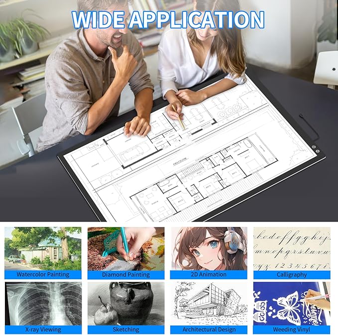 Rechargeable A1 Light Pad 35.4”x23.6”, Extra Large LED Light Board for Diamond Painting, 3-Color Modes Light Box, Diamond Art Light Table, Lightbox for Tracing and Drawing, Sketching, Artists