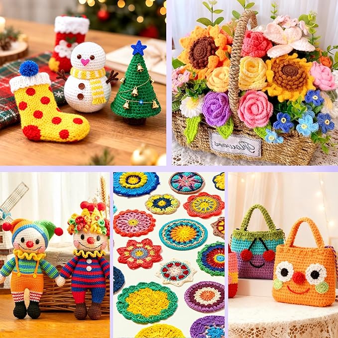 Crochet Kit, 1600 Yarns 35 Colors Acrylic Yarn Skeins, 53 PCS Crochet Hook Accessories and A Storage Bag, Yarn for Crocheting Suitable for Knitting, Knitting Kit Gift for Adult and Beginner, Black