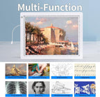 A3 Light Pad with Foldable Stand, UL Certified Adapter, 8000 Lux Super Bright Ultra Thin Pad for Cricut Weeding Vinyl, Artist Drawing Light Box/Board/Table for Tracing, Sketching - White