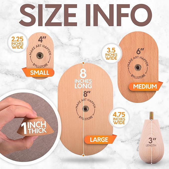 Byllstore 3-Pack Oval Pottery Molds | Create Bowls & Plates | 4″, 6″ & 8″ Ceramic Tops | Interchangeable Handle