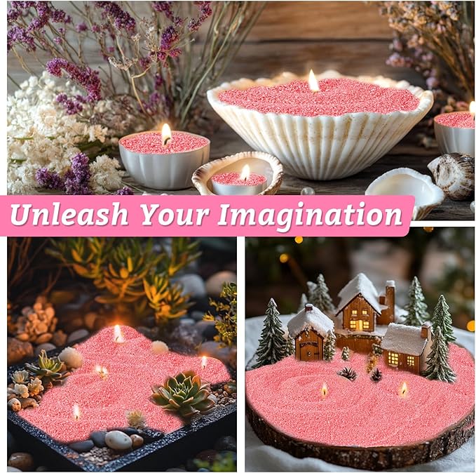 Pink Candle Sand Wax with Wicks and Wick Tabs- 450g DIY Pearled Candle Wax, Refillable Pearled Sand Candles with Wicks, for Valentine's Day, Wedding, Dating