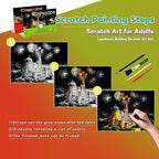 Scratch Art for Adults-Scratch Painting Craft Kit (4 Sheets 16x11 in)|Foil Engraving Art Set|Stress Relief Gift for Travel Lovers,Craft Lovers|Creative Scratch Art Home Decor(City Scape 3)