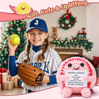 Mini Funny Positive Softball Gifts for Girls, Knitted Wool Softball Crochet Toy with Positive Card, Creative Cute Emotional Support Cheer Up Keepsake Gift for Kids Girls Women Friends Sister College
