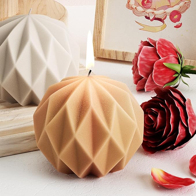 Diamond Ball Mold Ball Candle - Resin Casting Silicone Molds for Home Decor & Candle Making Wave Spiral Mold