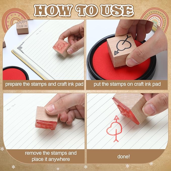 18 Pcs All Holiday Wood Stamps Set Wooden Rubber Holiday Stamps for Card Making Decoration and Scrapbooking Supplies