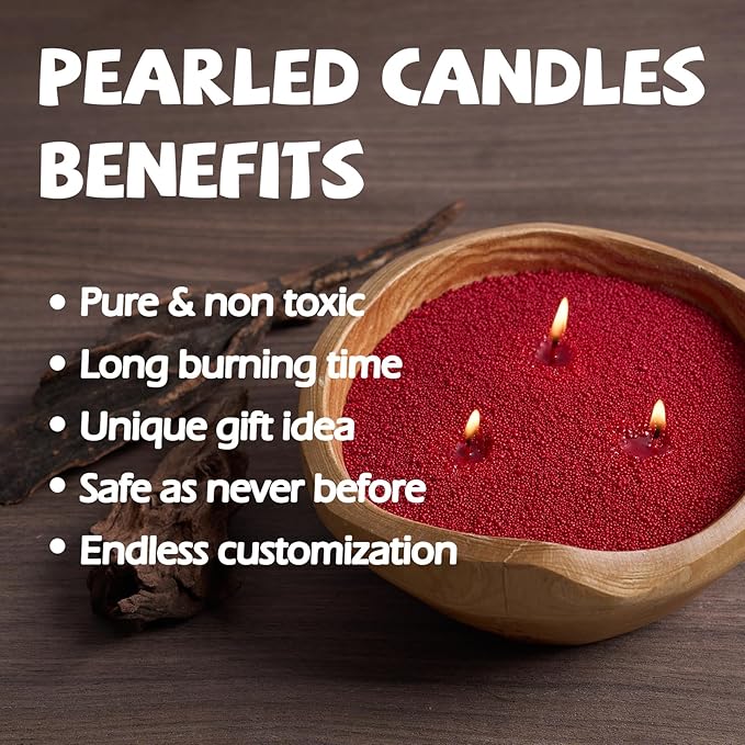 Pearled Candle Sand Wax Christmas Making Kit Refillable Pearled Wax with 1lb White and 300g 3 Colors 50 Wicks 10 Christmas Decoration Cards Scented Candle Supplies for Christmas Home Decor