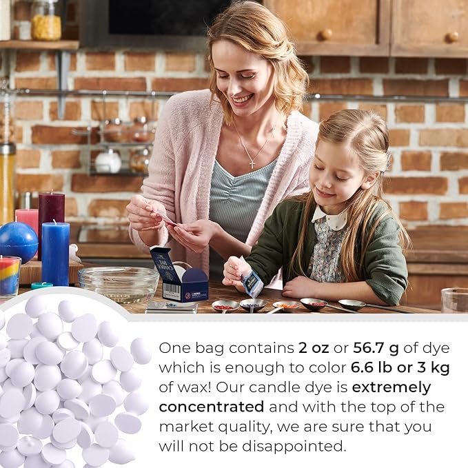 White Candle Dye 2oz for Soy Candle Making – Highly Concentrated Candle Wax Dyes – Candle Shop Premium Color Dye Chips for Soy Wax, Beeswax, Paraffin