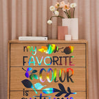 GIRAFVINYL Black Holographic Permanent Vinyl Roll - 12" X 10FT Glossy Rainbow Adhesive for Cup, Sticker, Home and Car Decorations