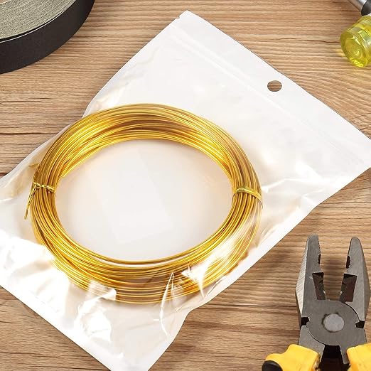 32.8 Feet Aluminum Wire, Bendable Metal Craft Wire for Making Dolls Skeleton DIY Crafts (Gold, 3 mm Thickness)