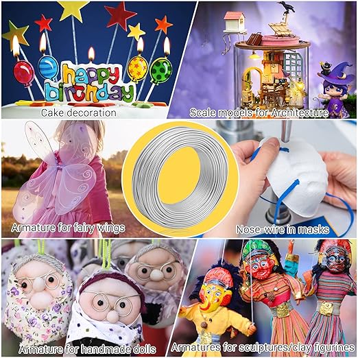 Aluminum Armature Wire for Sculpting, 2 mm Thickness Metal Bendable Wire Flexible Wrapping Weaving for Crafts, Jewelry Making, Doll Armature, Modeling DIY (12 Gauge, 118 Ft, Silver)