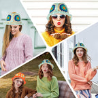 Noocro Crochet Kit for Beginners or Intermediate Level, Fuzzy Granny Square Bucket Hat, Step by Step Video Tutorial, Detailed Instruction Complete Kit Craft Supplies Holiday Gift (Ocean Blue)