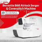 Bernette B68 Airlock Serger Sewing Machine | Adjustable Stitch Length, 1300SPM, LED Light, 5 Thread Options, Presser Foot Adjustment | Scissors, Rotary Cutter, Threads Bundle, Cutting Mat