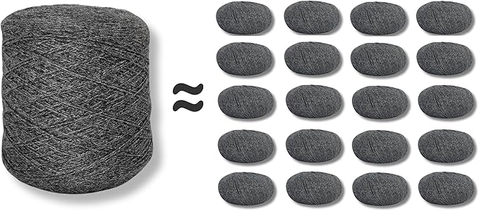 100% Baby Alpaca Yarn for Knitting & Crocheting - 1 Yarn Cone of Premium Yarn DK - Lightweight, Hypoallergenic & Thermal Peru Made - Ideal for Delicate Projects (N042 - Anthracite Grey)