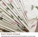 Handmade Botanical Craft Paper - 30 Sheets 8.27x11.7Inch Art Paper for Watercolor,Wedding Invites,Scrapbooking - Vintage Textured Designs for DIY,Gift Wrapping & Cultural Projects A4