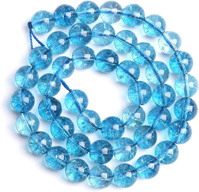 4mm 86PCS Blue Crystal Crackle Quartz Stone Spacer Round Loose Beads for Jewelry Making DIY Bracelet 15 inches Strand