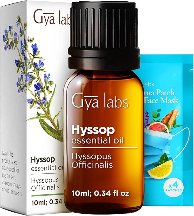 Gya Labs Hyssop Essential Oil - 0.34 Fl Oz - for Hair, Skin, Diffuser, Aromatherapy & DIY Candle Making Scent