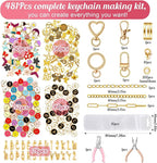 MUNKANT 481 Pcs Charms Lip Gloss Keychain Making Kit,Including 218 Charm Pendants,20 Keychain Clips,15 Extender Chain and 2 Jewelry Pliers,Bag Charm Kit for DIY Crafting,Jewelry Making and Gifts