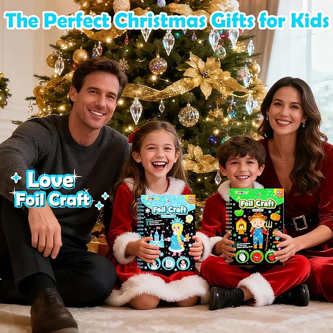FUNNYB&G Foil Art Craft for Kids - Christmas Crafts Gift Party Favors Stocking Stuffers for Kids Fun Art Supplies Creative Birthday Gift Travel Toys for Girls Boys 4 5 6 7 8 9 Years Old (Winter)