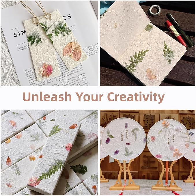 Handmade Botanical Craft Paper - 5 Sheets 15x22 Inch Art Paper for Watercolor,Wedding Invites,Scrapbooking - Vintage Textured Designs for DIY,Gift Wrapping & Cultural Projects (5)