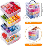 Inscraft 403 Pack Embroidery Floss Set, 250 Colors Cross Stitch Friendship Bracelet Thread with 153 Pcs Cross Stitch Tool, 4-Tier Transparent Box for Storage