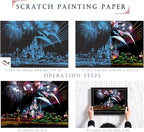 Scratch Rainbow Painting Art Postcards,Scratch & Sketch Art for Kids & Adults,Scratch Painting Creative Gift Engraving Art & Craft Set,Mini Envelope Postcard with 4 Tools,7.9''x5.5''（8 Pack）