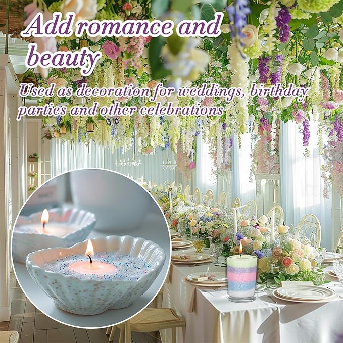 Sukh Candle Sand and Wicks - 430G(0.94lb) Sand Candles with Wicks Green, White, Pink, Blue, Purple Refillable Candle for Weddings, Parties