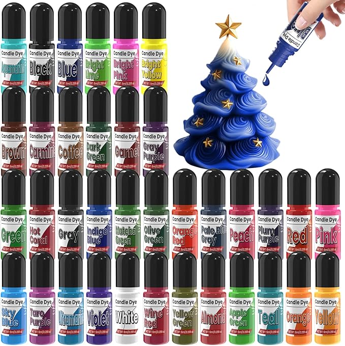 Candle Dye - 36 Colors Candle Making Dye, Highly Concentrated Liquid Oil-Based Coloring for Soy Wax, Bees Wax, Gel Wax - Easy Color and Safe - 6ml/Bottle
