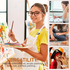 DUGATO Artist Paint Brush Set (10 Sizes) - Fine Tip Round Synthetic Brushes for Watercolor, Acrylic, Gouache, Oil Painting & Crafts - Professional Quality Art Supplies