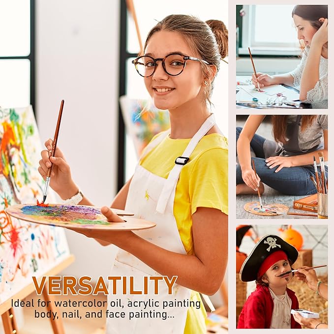 DUGATO Artist Paint Brush Set (10 Sizes) - Fine Tip Round Synthetic Brushes for Watercolor, Acrylic, Gouache, Oil Painting & Crafts - Professional Quality Art Supplies