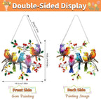 Spring Birds Diamond Painting Kits for Adults, DIY Pendant Diamond Art Kits for Beginners, 5D Special Shape Full Drill Hanging Diamond Gem Art Painting Kits for Window Suncatchers for Home Wall Decor