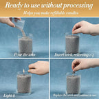 Gray Snow Pearled-Candles with Wicks - DIY Candle Sand,Pearled Sand Wax with Wicks,Pearled Wax,Refillable for Weddings,Partie,Halloween,Christmas,Thanksgiving