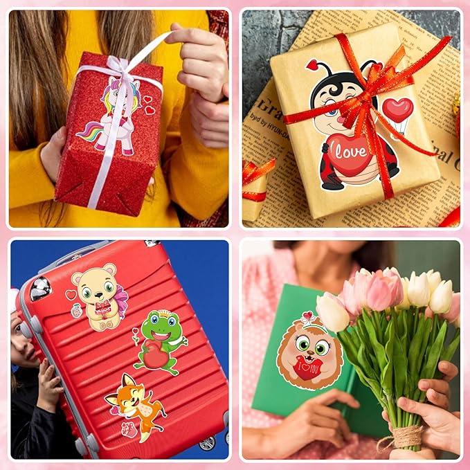 Valentine Stickers for Kids Toddlers, 36 Sheets Valentines Day Make a Face Stickers, Make Your Own Animal with Heart Mix Stickers for Kids Valentines Day Activities Party Favors