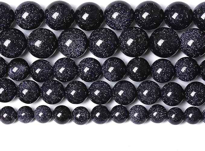180PCS 4mm Blue Sandstone Gemstone Beads Beads Natural Stone Round Loose Beads for Jewelry Making DIY Bracelet Necklace 32" 2 Strands