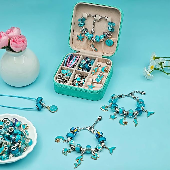 ONADEBY DIY Bracelet Kit with Beads and Charms - Friendship Jewelry Making Kit Perfect for Birthday, Christmas Craft Gifts with Box Bag Packing