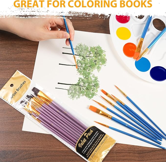 S & E TEACHER'S EDITION 330 Pcs Paint Brush Set, 300 Pcs Paint Brushes, 30 Pcs Palettes for Kids/Adults to Create Art Painting