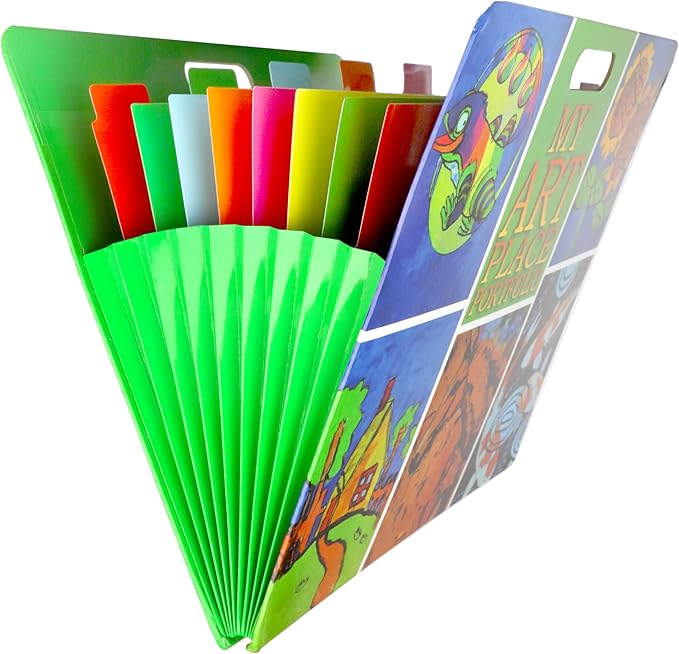 HearthSong My Art Place Expandable Color-Tabbed Portable Art Storage Portfolio with Decorative Frame, 19" x 15¼"