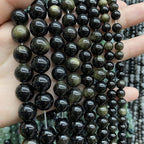 AAA Natural Gold Obsidian Gemstone Beads Energy Healing Power Stones Round Loose Beads for Jewelry Making, DIY Bracelet Necklace 6mm 60pcs