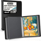 Dunwell 9x12 Art Portfolio Binder, Black Mounting Paper, Portfolio Binder for Artwork, 9 x 12 Art Folder, 24 Pockets Display 48 Pages, Acid-Free Poly Presentation Book