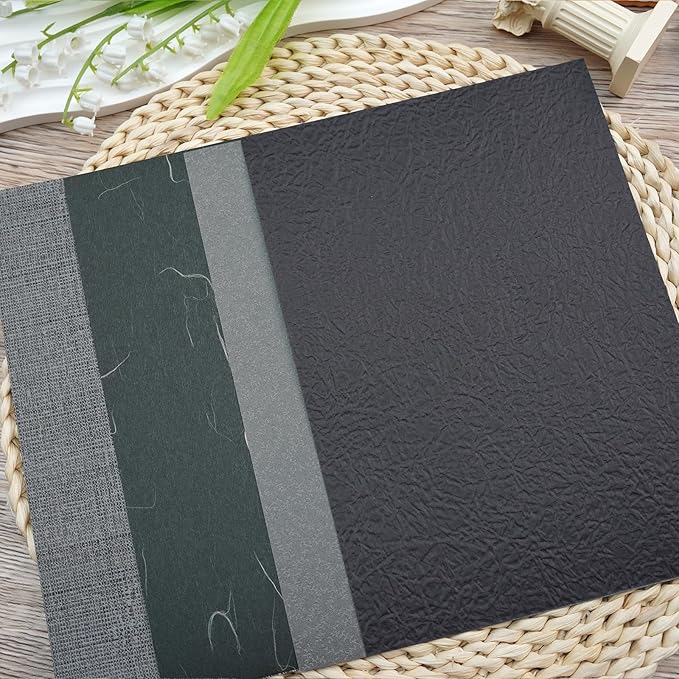 LewuwoPoing 30 Sheets Textured Art Paper Assorted Set 5.8x8.3 Inch A5 Mixed Special Craft Paper for Scrapbooking Junk Journaling Supplies dialy Plan Gift Card Embellishments Work(Black)