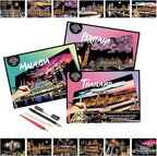 Scratch Art for Adults(12 Sheets A4),Family Creative DIY Painting Papers for Travel Lovers,Craft Lovers|Creative Scratch Art Adult (Britain/Thailand/Malaysia) by Iskueal
