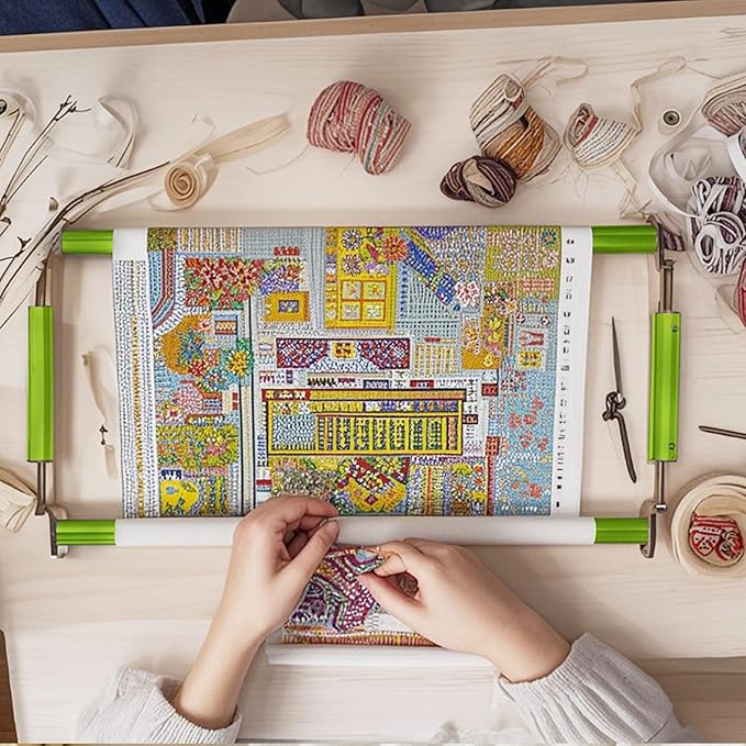 Couple Embroidery Art Embroidery Clip Frame Cross Stitch 4 Slot Presser Heavy Duty Embroidery Bandage Embroidery Frame Needlepoint Frame Embroidery Scroll Frame Embroidery Frames (Green)