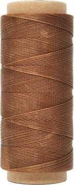 Mandala Crafts Brown Round Waxed Thread for Leather Sewing - 219 Yds 200M 0.45mm Polyester Leather Thread String Waxed Cord for Leatherwork, Beading, Bookbinding, Hand Stitching