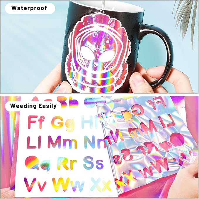 GIRAFVYINL Holographic Pink Permanent Vinyl Permanent - 12” X 10FT Glossy Hot Pink Vinyl Permanent for DIY Home and Car Decor, Tumbler