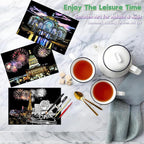 Scratch Art Painting Kit for Adults-8 Sheets A4 Rainbow Scratch Painting Paper Craft Set with City Landmarks|Stress Relief Gift for Travel&Craft Lovers|Scratch Art Home Decor(American Series)